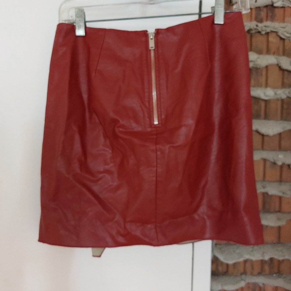 Isabel Marant Red pu Leather Ruffle Mini Skirt - Picture 3 of 8